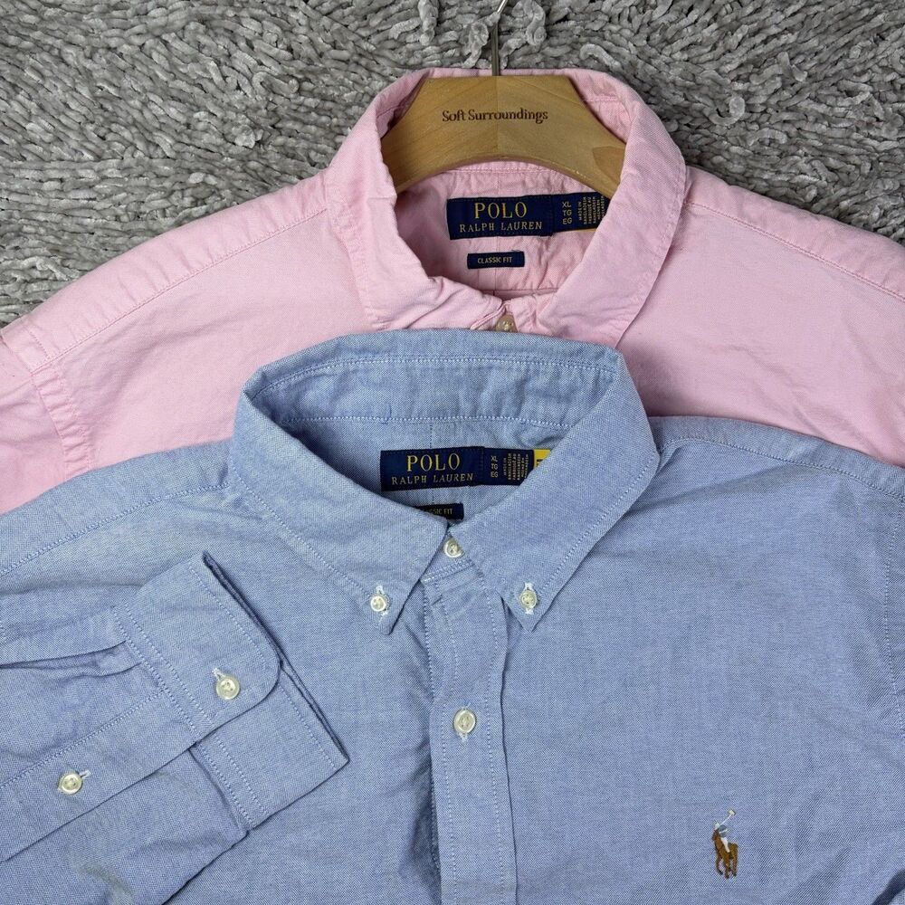 Polo Ralph Lauren Oxford Button Down Shirt Lot Of Two Mens XL Classic Fit Pony